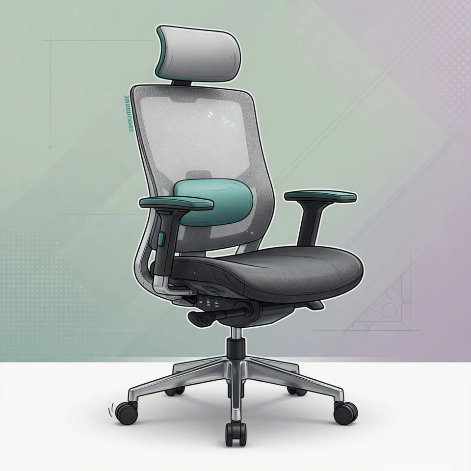 Silla ergonómica moderna con respaldo de malla transpirable, reposacabezas y soporte lumbar ajustable